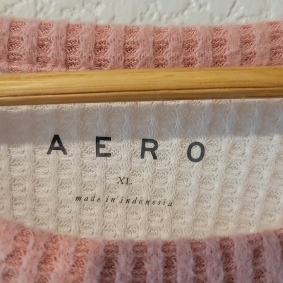 Aero Waffle Knit Pullover Raglan Sweater XL - Picture 2 of 8